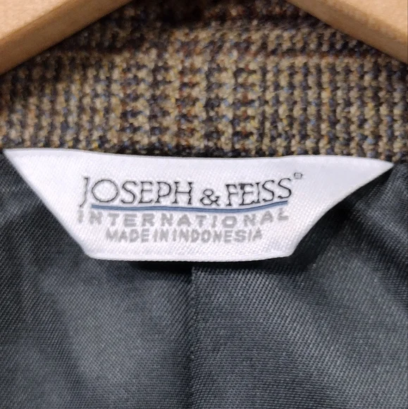 Joseph & Feiss Lambswool Blazer Mens 50L Brown Office Career Business Retro 90s